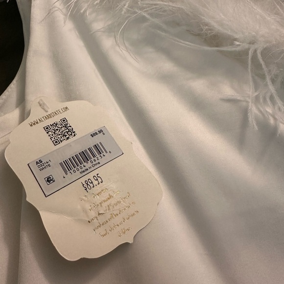 Altar'd State White One-Shoulder Dress with Feather Detail NWT - Picture 4 of 7